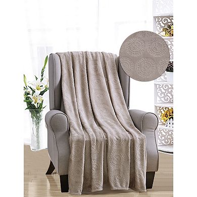 Caesar Embossed Decorative Super Soft Throw Blanket for Sleep/Decor 2 Pack