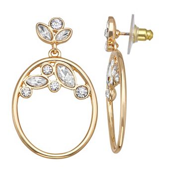 You're Invited Gold-Tone Crystal Oval Drop Earrings