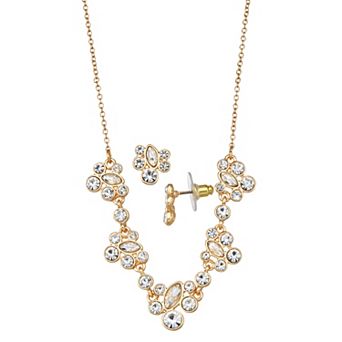 You're Invited Gold-Tone Simulated Gemstone Necklace & Earring Set