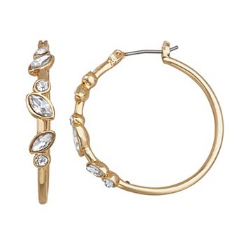 You're Invited Gold-Tone Crystal Hoop Earrings