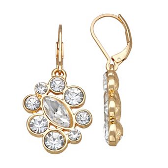 You're Invited Gold-Tone Crystal Drop Leverback Earrings