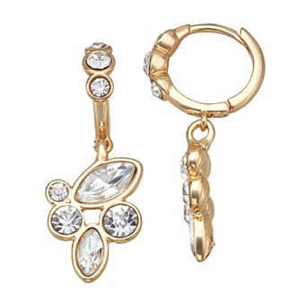 You're Invited Gold-Tone Crystal Huggie Drop Earrings
