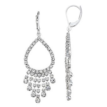 You're Invited Rhinestone Long Oval Drop Earrings