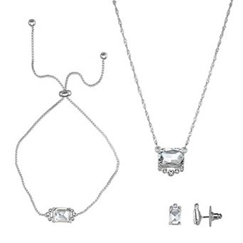 You're Invited 3 pc Pendant Adjustable Bracelet, Pendant Necklace & Earring Set