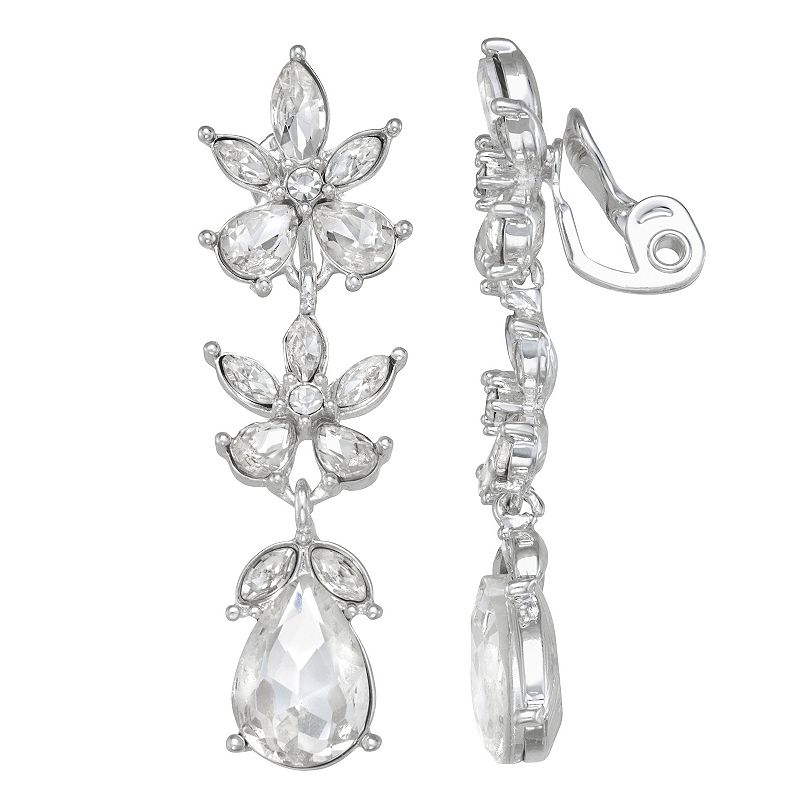 You're Invited Simulated Crystal Drop Clip-On Earrings