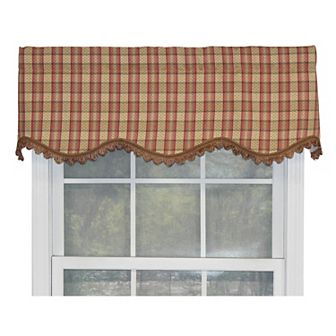 Bazaar Plaid Trimmed Provance 100% Cotton with Fully Lined 3" Rod Pocket Valance for Windows