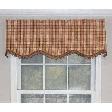Bazaar Plaid Trimmed Provance 100% Cotton with Fully Lined 3" Rod Pocket Valance for Windows