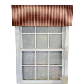 Rusty Check Tailored 100% Cotton with Fully Lined 3" Rod Pocket Valance for Windows