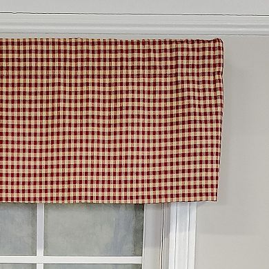 Rusty Check Tailored 100% Cotton with Fully Lined 3" Rod Pocket Valance for Windows