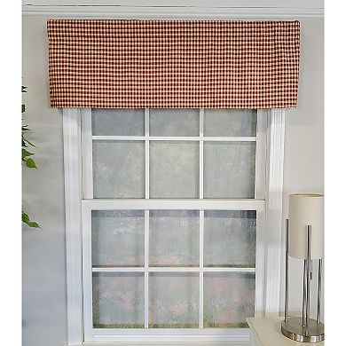 Rusty Check Tailored 100% Cotton with Fully Lined 3" Rod Pocket Valance for Windows
