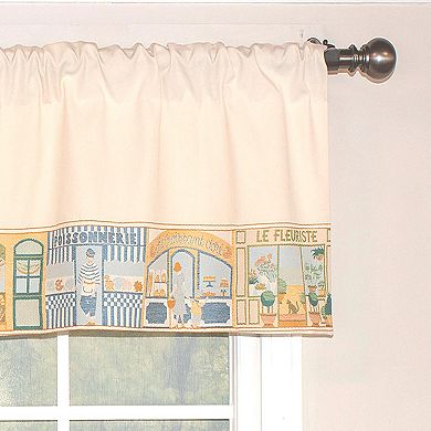 Jour De Shopping Banded 100% Cotton with Fully Lined 3" Rod Pocket Valance for Windows