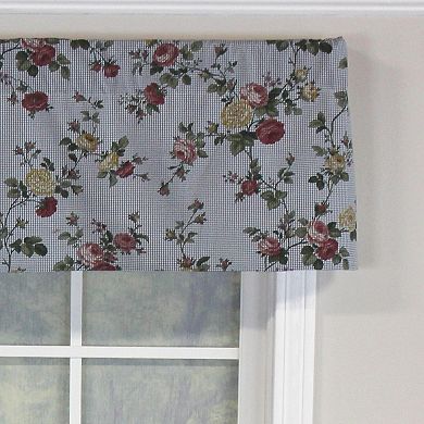 Flower Grid Tailored 100% Cotton with Fully Lined 3" Rod Pocket Valance for Windows