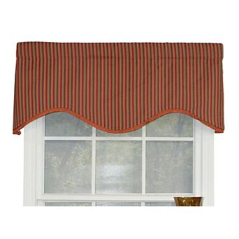 Olivia Stripe Trimmed Cornice 100% Cotton with Fully Lined 3" Rod Pocket Valance for Windows