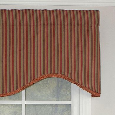 Olivia Stripe Trimmed Cornice 100% Cotton with Fully Lined 3" Rod Pocket Valance for Windows