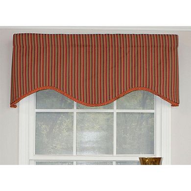 Olivia Stripe Trimmed Cornice 100% Cotton with Fully Lined 3" Rod Pocket Valance for Windows