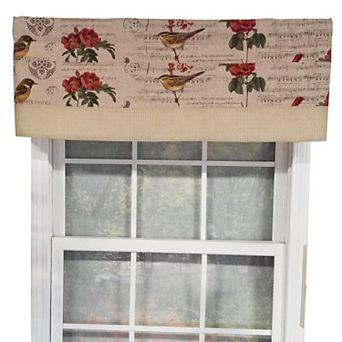 Song Bird Banded 100% Cotton with Fully Lined 3" Rod Pocket Valance for Windows