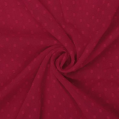 Artyska Women's Collared Puffed Long Sleeve Swiss Dot Chiffon Short Dress