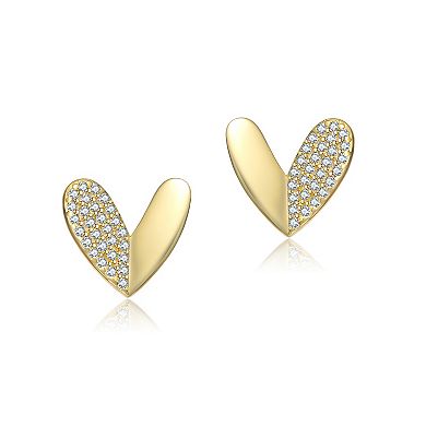 14k Gold-Plated Cubic Zirconia Heart Stud Earrings