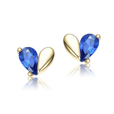 Kids 14k Gold Over Sterling Silver Cubic Zirconia Heart Stud Earrings