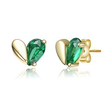 Kids 14k Gold Over Sterling Silver Cubic Zirconia Heart Stud Earrings
