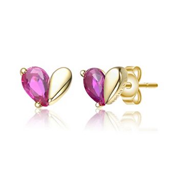 Kids 14k Gold Over Sterling Silver Cubic Zirconia Heart Stud Earrings
