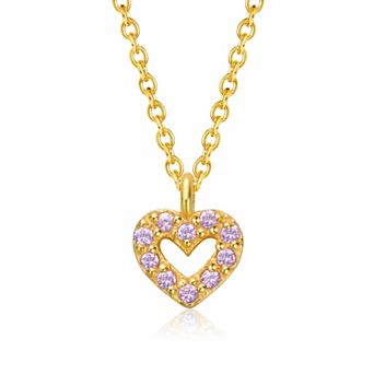 14k Gold Over Sterling Silver Gemstone Heart Halo Pendant Necklace
