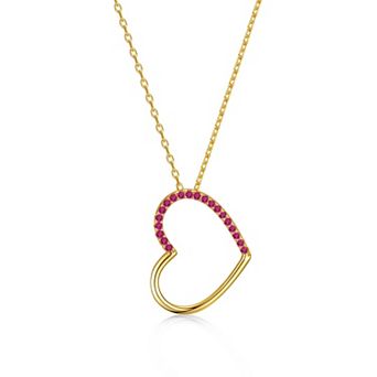 14k Gold-Plated Cubic Zirconia Heart Pendant Necklace