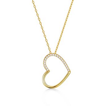 14k Gold-Plated Cubic Zirconia Heart Pendant Necklace