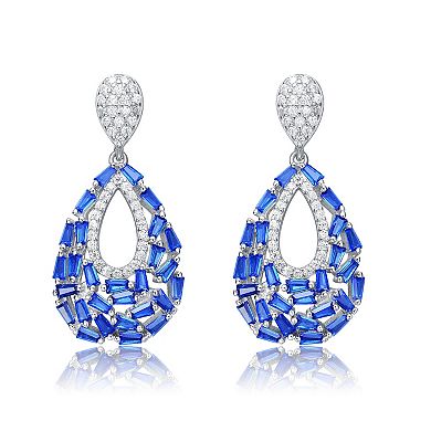 Sterling Silver Cubic Zirconia Pear Shape Drop Earrings