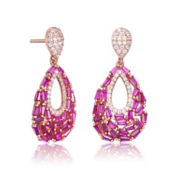 Sterling Silver Cubic Zirconia Pear Shape Drop Earrings