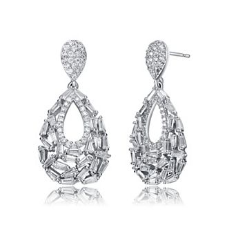 Sterling Silver Cubic Zirconia Pear Shape Drop Earrings