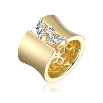14k Yellow Gold Cubic Zirconia Bold Statement Ring