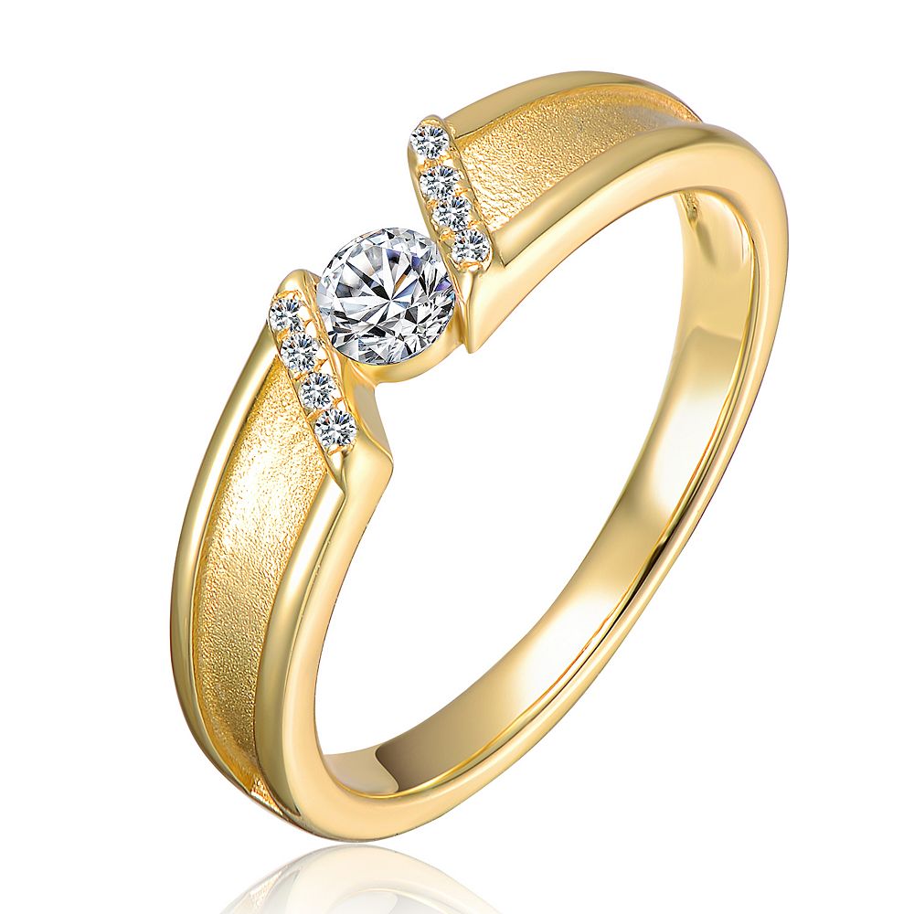 Sterling Silver 14k Gold-Plated Cubic Zirconia Wedding Ring