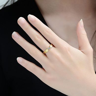 Sterling Silver 14k Gold-Plated Cubic Zirconia Wedding Ring