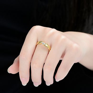 Sterling Silver 14k Gold-Plated Cubic Zirconia Wedding Ring