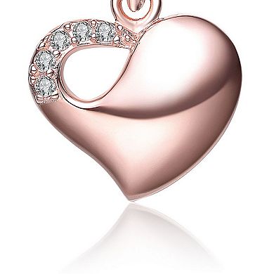 Rose-Plated Cubic Zirconia Heart Pendant Necklace