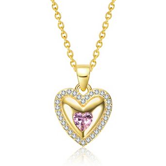 14k Gold Over Sterling Silver Cubic Zirconia Heart Pendant Necklace