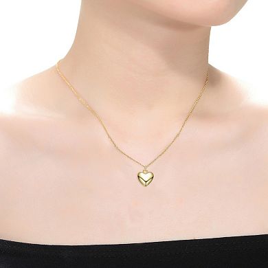 14k Gold Plated Shiny Heart Pendant Necklace
