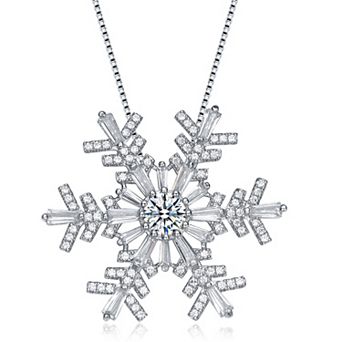 Sterling Silver Cubic Zirconia Accent Snowflake Pendant Necklace