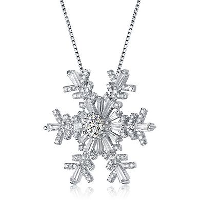 Sterling Silver Cubic Zirconia Accent Snowflake Pendant Necklace