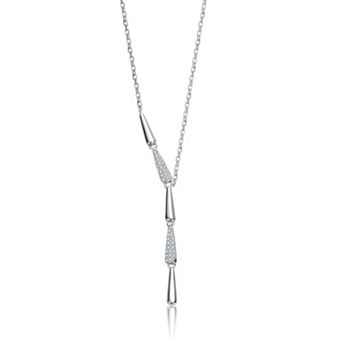 Sterling Silver Clear Cubic Zirconia Lariat Necklace