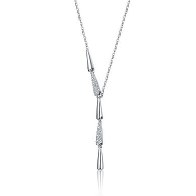 Sterling Silver Clear Cubic Zirconia Lariat Necklace