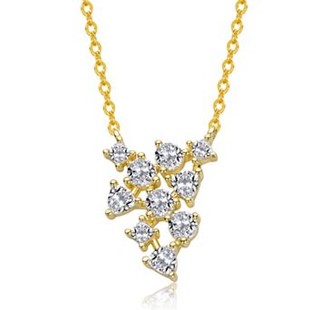 14k Gold over Sterling Silver Clear Cubic Zirconia Statement Necklace