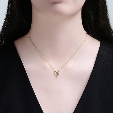 14k Gold over Sterling Silver Clear Cubic Zirconia Statement Necklace