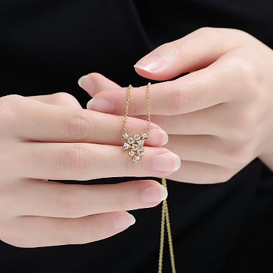 14k Gold over Sterling Silver Clear Cubic Zirconia Statement Necklace