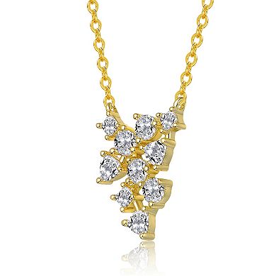 14k Gold over Sterling Silver Clear Cubic Zirconia Statement Necklace