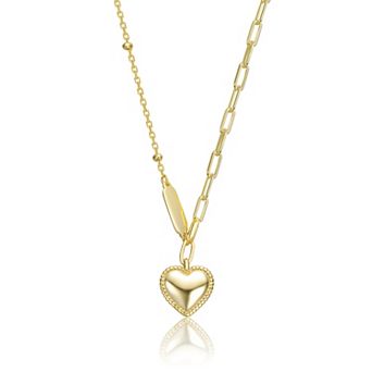 14k Gold Over Sterling Silver Heart Pendant Necklace