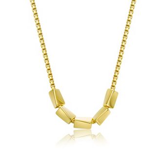 14k Gold Over Sterling Silver Rectangular Beaded Chain Necklace