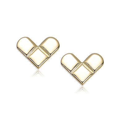 14k Gold Over Sterling Silver Heart Design Stud Earrings