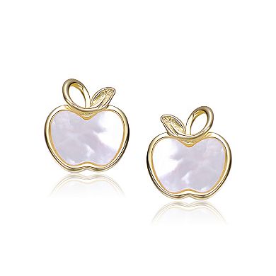 Kids 14k Gold Plated Mother-of-Pearl Apple Stud Earrings